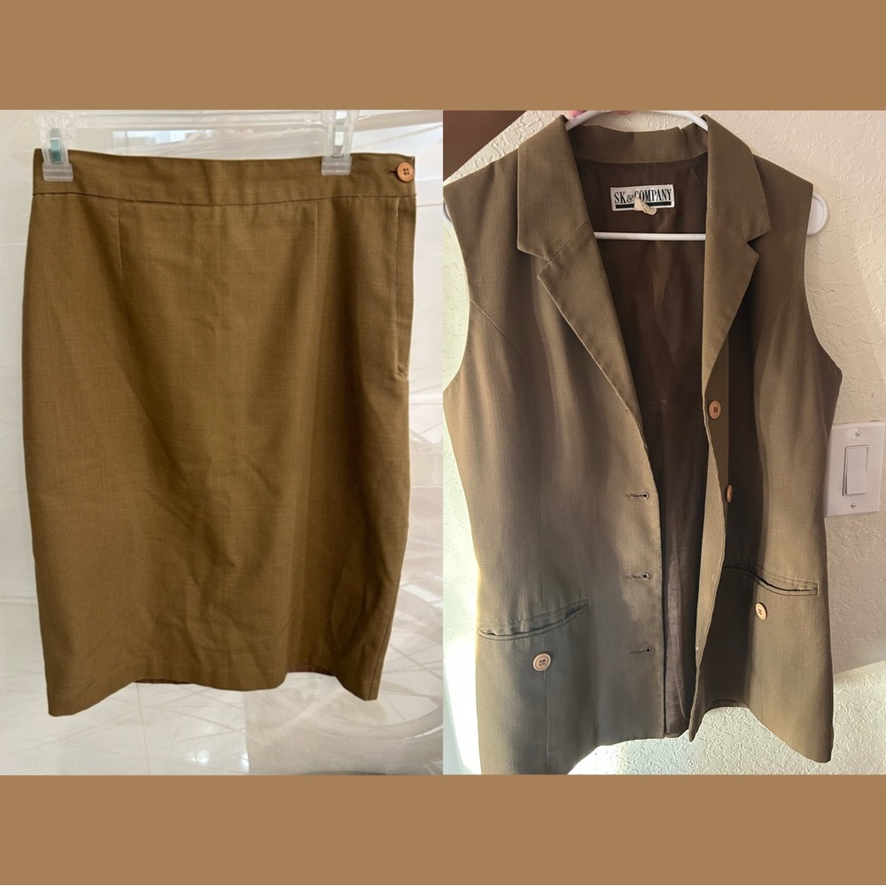 SK & Company Sleeveless Vest and Pencil Skirt Bundle🤎